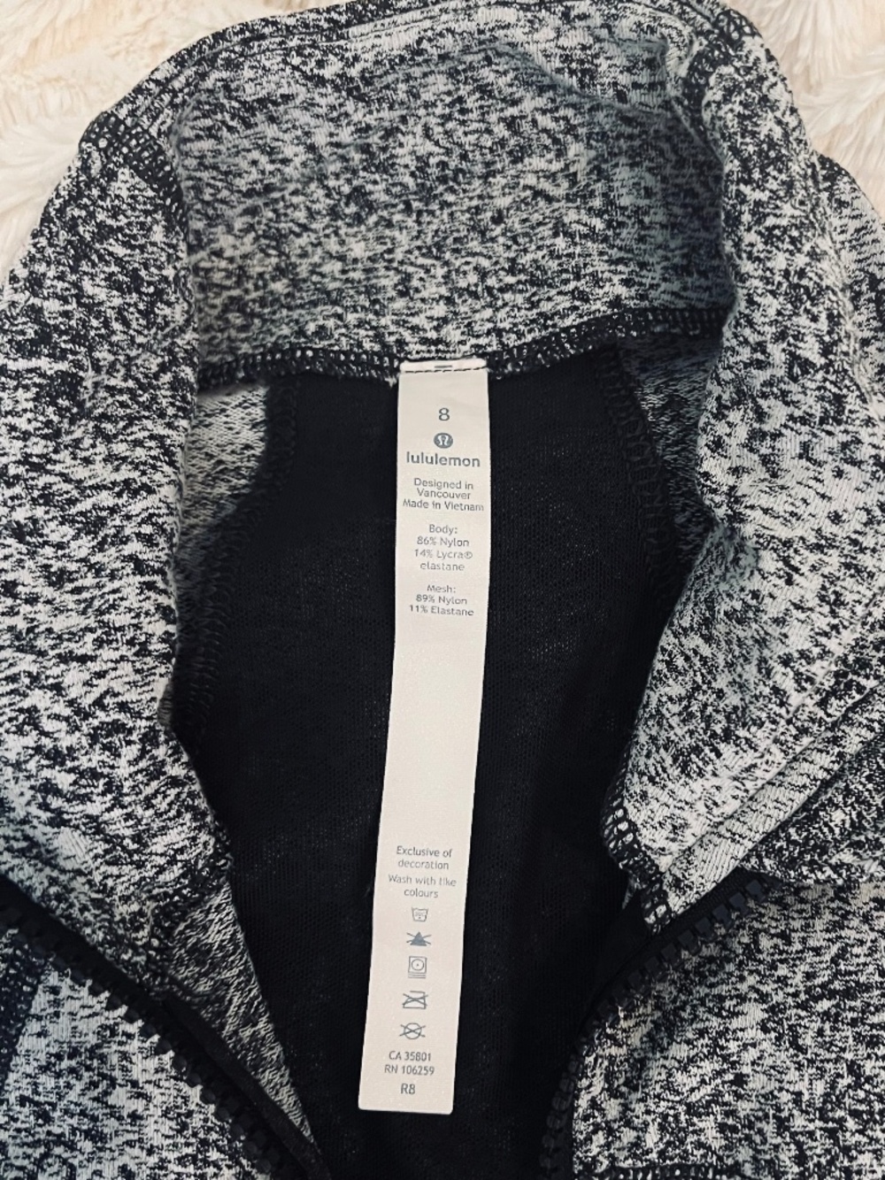 Lululemon Fitted Define-Style Jacket – Black & White Heathered – Size 8 - Picture 4 of 4